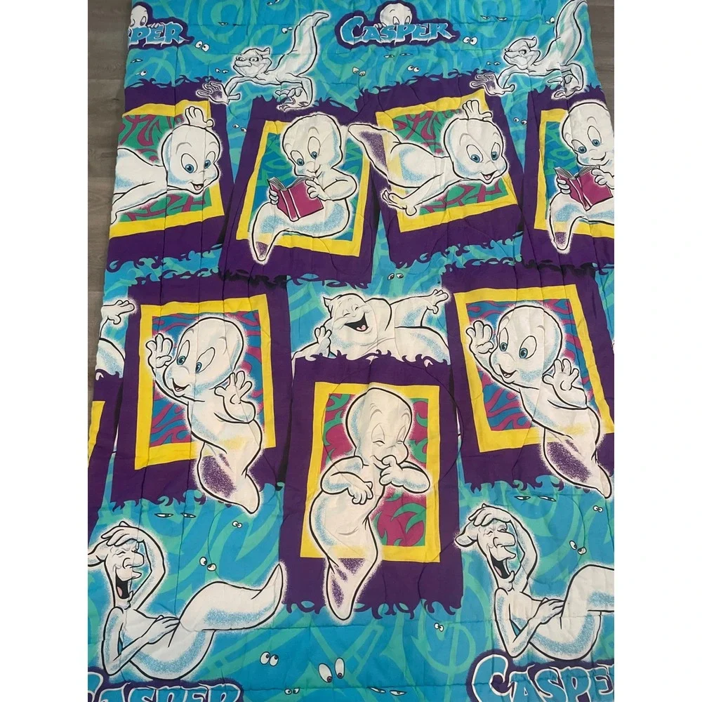 Vintage 1995 Casper the Friendly Ghost Twin Comforter Blanket Teal Purple 90s